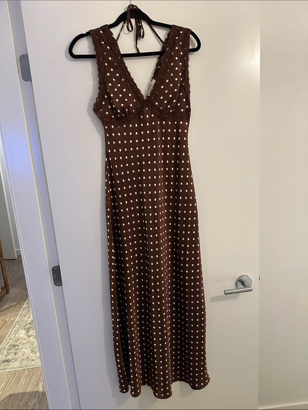 Polka Dot Brown Maxi Dress